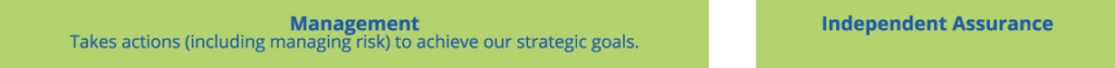 Management - Takes Actions (including managing risk) to achieve our strategic goals. Independent Assurance.